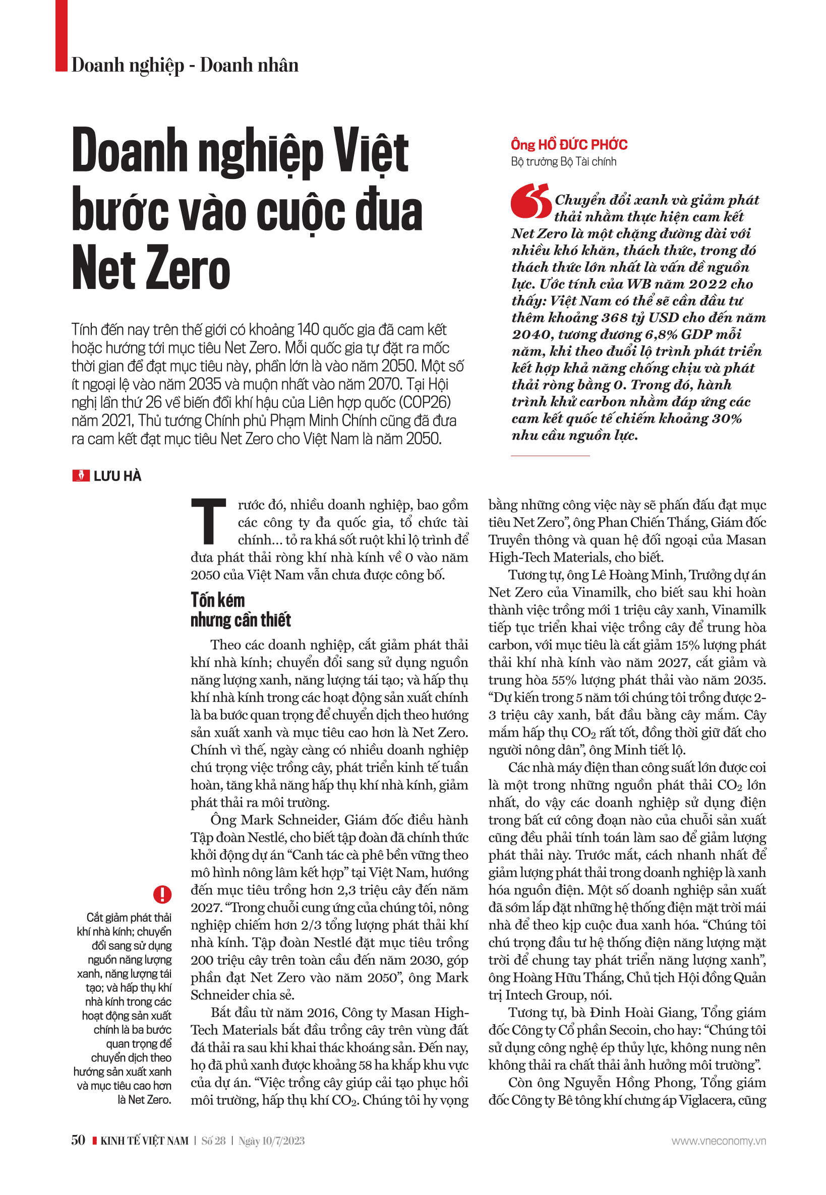 Doanh nghiệp Việt bước vào cuộc đua Net Zero