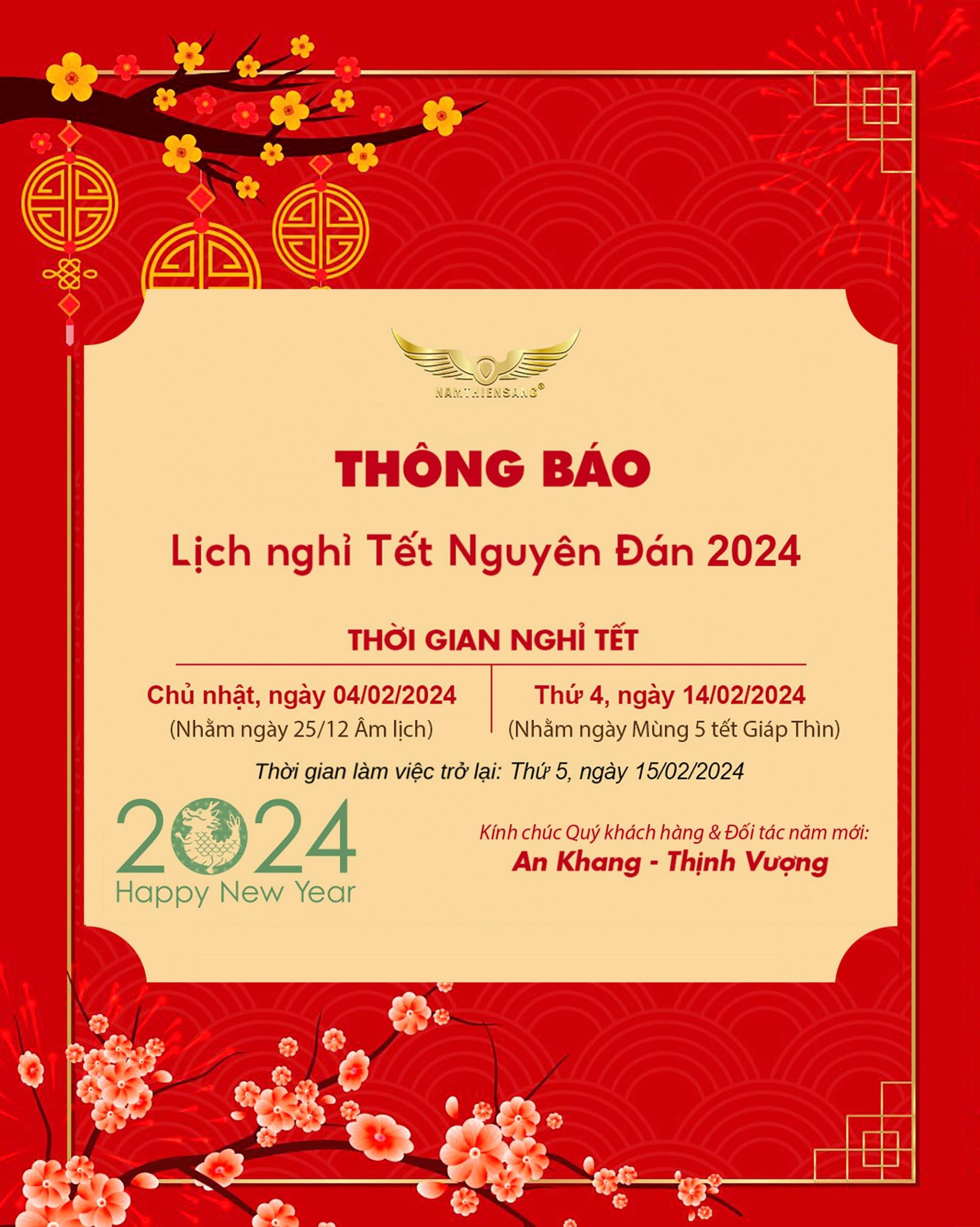 lịch nghỉ tết tại Nam Thiên Sáng
